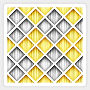 Yellow and Gray 3d Geometric Pattern, Rhombic Harlequin Motif Sticker